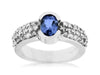 1.58CT DIAMOND & AAA TANZANITE 14K WHITE GOLD 3D OVAL SEMI BEZEL ENGAGEMENT RING