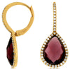 4.57CT DIAMOND & AAA RHODOLITE 14KT YELLOW GOLD 3D PEAR SHAPE & ROUND EARRINGS