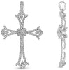 ESTATE .40CT DIAMOND 14KT WHITE GOLD 3D ROUND FILIGREE CROSS FLOATING PENDANT