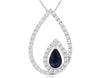 .86CT DIAMOND & AAA SAPPHIRE 14KT WHITE GOLD 3D PEAR SHAPE LOVE FLOATING PENDANT