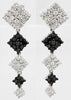 1.61CT WHITE & BLACK DIAMOND 14K WHITE GOLD 3D MULTI SQUARE GEOMETRICAL EARRINGS