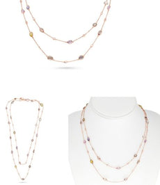 18.6CT DIAMOND & AAA MULTI COLOR SAPPHIRE 14K ROSE GOLD 3D MULTI SHAPE NECKLACE