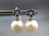 .50CT DIAMOND & AAA SAPPHIRE & SOUTH SEA PEARL 14KT WHITE GOLD FLOWER EARRINGS