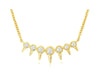 ESTATE .15CT DIAMOND 14KT YELLOW GOLD ROUND 7 STONE BEZEL SPIKY FUN BAR NECKLACE