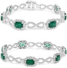 LARGE 9.01CT DIAMOND & AAA EMERALD 14KT WHITE GOLD 3D ROUND & EMERALD BRACELET