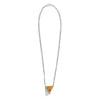 2.98CT DIAMOND & AAA ORANGE & YELLOW SAPPHIRE 18KT WHITE GOLD TRIANGULAR PENDANT