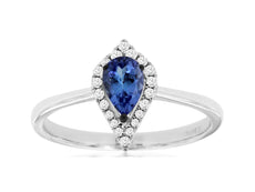 .52CT DIAMOND & AAA TANZANITE 14KT WHITE GOLD PEAR SHAPE & ROUND CROWN FUN RING