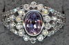 1.07CT DIAMOND & AAA AMETHYST 14KT WHITE GOLD 3D OVAL & ROUND FLOWER LOVE RING