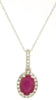 1.02CT DIAMOND & AAA RUBY 14KT WHITE GOLD 3D OVAL & ROUND HALO FLOATING PENDANT