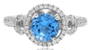 .96CT DIAMOND & AAA BLUE TOPAZ 14KT WHITE GOLD 3D ROUND HALO LOVE KNOT FUN RING