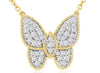ESTATE .25CT DIAMOND 14KT WHITE & YELLOW GOLD 3D CLASSIC BUTTERFLY LOVE NECKLACE