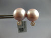 LARGE .18CT DIAMOND & AAA PINK SOUTH SEA PEARL 18KT ROSE GOLD HALO STUD EARRINGS