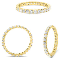 1.0CT DIAMOND 14KT YELLOW GOLD ROUND CLASSIC SHARED PRONG ETERNITY WEDDING RING