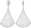 ESTATE LARGE 8.80CT DIAMOND 18K WHITE GOLD MULTI ROW CHANDELIER HANGING EARRINGS