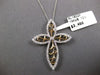 ESTATE 1.06CT DIAMOND 14KT TWO TONE GOLD 3D OPEN FILIGREE CROSS FLOATING PENDANT