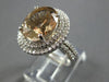 ESTATE LARGE 7.62CT DIAMOND & AAA CHAMPAGNE TOPAZ 14K WHITE GOLD ENGAGEMENT RING
