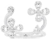 .54CT DIAMOND 14KT WHITE GOLD 3D ROUND & BAGUETTE DOUBLE FLOWER CLUSTER FUN RING