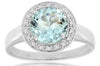 Estate 1.83Ct Diamond & AAA Aquamarine 14Kt White Gold Round Halo Friendship Love Ring