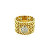 ESTATE WIDE .24CT DIAMOND 18KT YELLOW GOLD 3D CLUSTER FLOWER MULTI LINK FUN RING