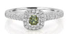 .44CT WHITE & FANCY YELLOW DIAMOND 18KT WHITE GOLD PRINCESS HALO ENGAGEMENT RING