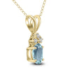 .86CT DIAMOND & AAA BLUE TOPAZ 14KT YELLOW GOLD 3D OVAL & ROUND FLOATING PENDANT
