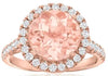 4.56CT DIAMOND & AAA MORGANITE 18KT ROSE GOLD CLASSIC ROUND HALO ENGAGEMENT RING
