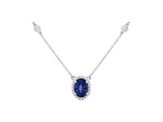 1.57CT DIAMOND & AAA TANZANITE 14KT WHITE GOLD OVAL & ROUND BY THE YARD NECKLACE