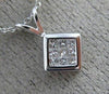 ESTATE .20CT DIAMOND 14K WHITE GOLD 3D CLASSIC INVISIBLE SQUARE FLOATING PENDANT