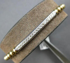 .29CT DIAMOND 14KT 2 TONE GOLD CLASSIC ROUND FLEXIBLE BAR CUFF BANGLE BRACELET