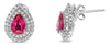 1.88CT DIAMOND & AAA RUBY 18K WHITE GOLD ROUND & PEAR SHAPE DOUBLE HALO EARRINGS