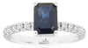 2.35CT DIAMOND & AAA SAPPHIRE 14KT WHITE GOLD EMERALD CUT & ROUND SOLITAIRE RING
