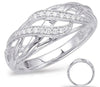 ESTATE .11CT DIAMOND 14KT WHITE GOLD 3D CLASSIC DOUBLE LEAF CRISS CROSS FUN RING