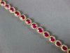 8.40CT DIAMOND & AAA RUBY 14KT YELLOW GOLD 3D OVAL & ROUND HALO TENNIS BRACELET