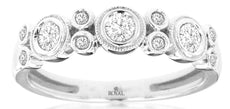 .33CT DIAMOND 14KT WHITE GOLD ROUND BEZEL FILIGREE PAST PRESENT FUTURE LOVE RING