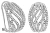WIDE .98CT DIAMOND 14KT WHITE GOLD 3D MULTI ROW MULTI WAVE FUN HANGING EARRINGS