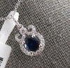 .86CT DIAMOND & AAA SAPPHIRE 14KT WHITE GOLD 3D ROUND CROWN FUN FLOATING PENDANT