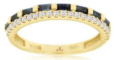.67CT DIAMOND & AAA SAPPHIRE 14KT YELLOW GOLD 3D 2 ROW WEDDING ANNIVERSARY RING