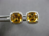 LARGE 3.93CT DIAMOND & AAA CITRINE 18KT WHITE GOLD CUSHION & ROUND STUD EARRINGS