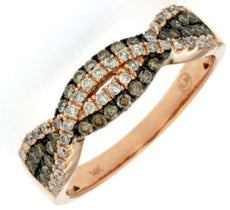 .52CT WHITE & CHOCOLATE FANCY DIAMOND 14KT ROSE GOLD 3D 2 ROW INFINITY LOVE RING