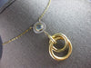 LARGE .61CT DIAMOND & AAA LIGHT BLUE TOPAZ 14KT 2 TONE GOLD 3D CIRCULAR NECKLACE