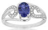 0.94CT DIAMOND & AAA TANZANITE 14KT WHITE GOLD 3D OVAL & ROUND ENGAGEMENT RING