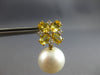 5.02CT DIAMOND & AAA YELLOW SAPPHIRE & SOUTH SEA PEARL 18K YELLOW GOLD EARRINGS