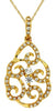 ESTATE .24CT DIAMOND 14KT YELLOW GOLD OPEN FILIGREE TEAR DROP FLOATING PENDANT