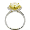 EXTRA LARGE 4.47CT WHITE & FANCY YELLOW DIAMOND 18KT 2 TONE GOLD ENGAGEMENT RING