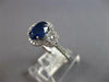 2.2CT DIAMOND & AAA SAPPHIRE 18K WHITE GOLD 3D OVAL 3 STONE HALO ENGAGEMENT RING