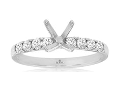 .42CT DIAMOND 14KT WHITE GOLD CLASSIC 9 STONE 4 PRONG SEMI MOUNT ENGAGEMENT RING