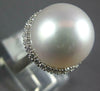 LARGE .37CT DIAMOND & AAA SOUTH SEA PEARL 18KT WHITE GOLD CLASSIC HALO LOVE RING