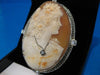 XLARGE ANTIQUE OLD MINE CUT DIAMOND 14K WHITE GOLD SHELL CAMEO PENDANT PIN #1918