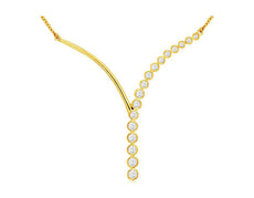 .55CT DIAMOND 14KT YELLOW GOLD 3D ROUND GRADUATING JOURNEY V SHAPE LOVE NECKLACE