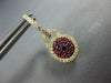 1.40CT DIAMOND & AAA RUBY 18KT YELLOW GOLD CLUSTER FLOWER HALO HANGING EARRINGS
